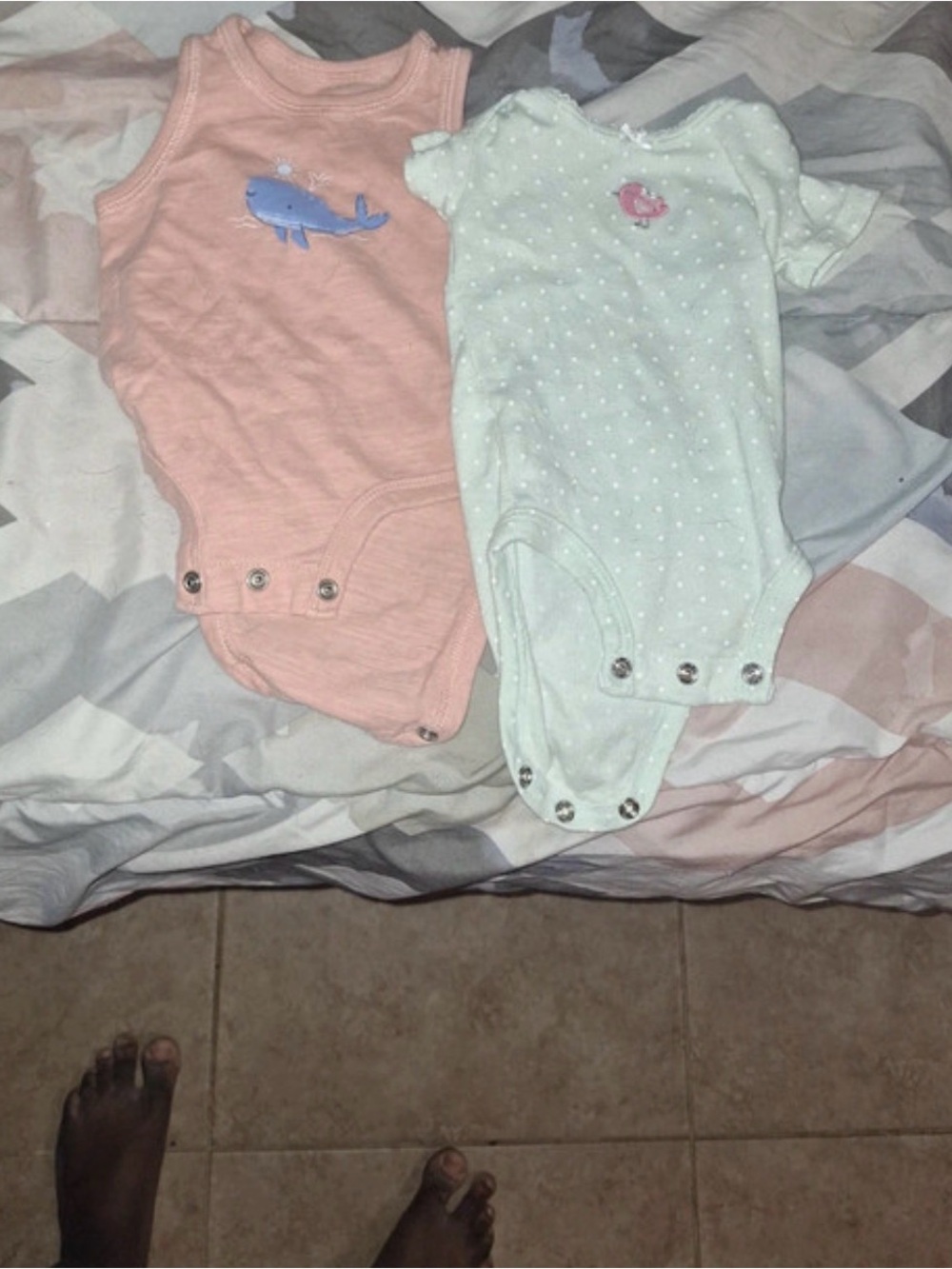 2-Pack Baby One-Piece Bodysuits in Peach and Mint - Brand Unspecified